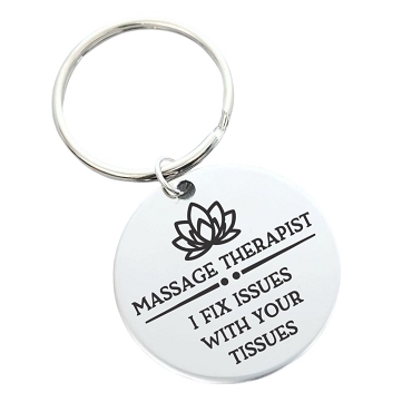 Massage Therapist I Fix Your Issues with Tissues Key Chain Back can be Personalized